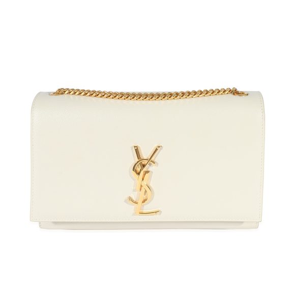 Saint Laurent Blanc Grain De Poudre Medium Monogram Kate Bag - Picture 1 of 9